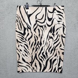 MARC CAIN Women's Pencil Skirt Zebra Animal Print Lined Size N6 US 12 Stretch